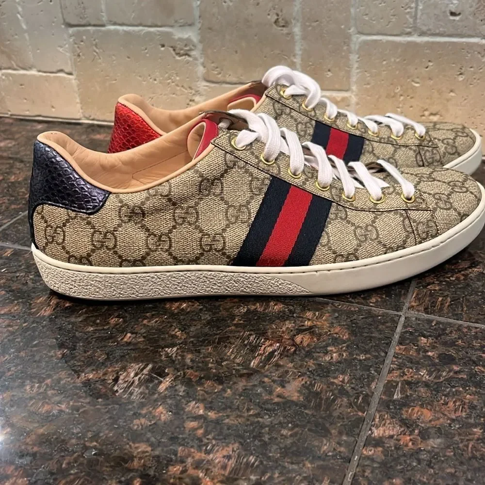 Gucci Men's Monogram Low Top Leather Trim Sneakers size 41.5 Nordstroms